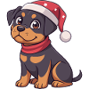 Puppy Christmas Cartoon Red Hat