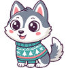 Winter Husky in a festive sweater