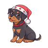 Santa Rottweiler Christmas Puppy