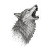 Geometrischer Wolfkopf im Heulen