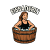Eisbaderin im Holzfass