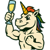 Einhorn-Toast-Glas-Starkes Festmaskottchen