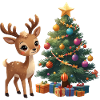 Süßes Rentier mit Christbaum Weihnachten