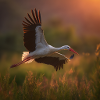 Majestic Stork Flight Sunset