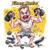 Fitness Maniac Cartoon Powerlift