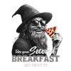 Lustiger Zauberer mit Pizza