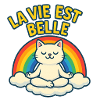 Rainbow Zen Cat Life Is Beautiful
