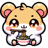 Kawaii hamster eats ramen