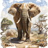 Savannen Elefant im Aquarellstil