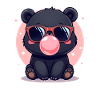 Bear illustration with sunglasses and bubblegum