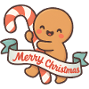 Gingy Noël avec canne et ruban