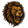 Lion's head in golden brown style