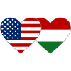 USA Hungary Flag Heart Shape