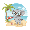 Süßer Elefant mit Brille Strandsommerurlaub
