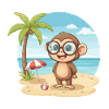Süßer Affe mit Brille Strandsommerferien