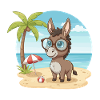 Süßer Esel mit Brille Strandsommerferien