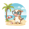 Süße Kuh mit Brille Strandsommerferien
