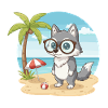 Süßer Wolf mit Brille Strandsommerferien