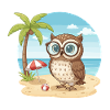 Süße Eule mit Brille Strandsommerferien