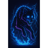 Neon Wolf in Thunder Darkness