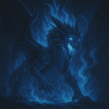 Blauer Feuerdrache im Nachtschatten