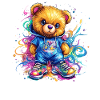 Bunter Teddybär Splash Hoodie