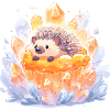 Crystal hedgehog in cupcake