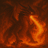 Fire dragon in glowing flames