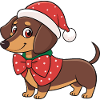 Festive Dachshund Christmas Red Bow