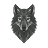 Geometric Gray Wolf Head
