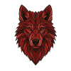 Red Geometric Wolf