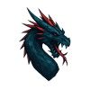 Geometric Dragon Head Blue-Red