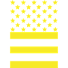 Yellow stars on black striped background