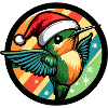 Hummingbird in rainbow Christmas look