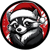 Raccoon in Christmas Santa Hat