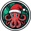 Christmas Octopus with Santa Hat