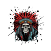 Skull with Feather Crown – Tribal Design