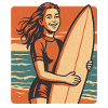 Retro surfer at sunset