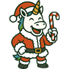 Weihnachtsmann-Einhorn mit Zuckerstangen-Kunst