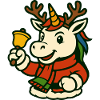 Weihnachtseinhorn mit Glocken-Maskottchen-Kunst