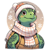 Winter turtles illustration with scarf