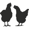Two Chickens Silhouette
