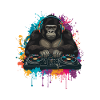 Gorilla DJ am Mischpult