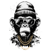 Cooler Affe mit Streetstyle und Chains