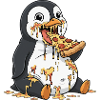 Cute Penguin Spill Pizza Italian Food