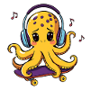 Octopus DJ on skateboard