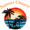Retro Surfer Sunset Palm Tree Graphic