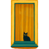 Window Cat in Golden Frame