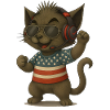 Cat DJ in Americana look