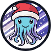 Octopus with Santa hat